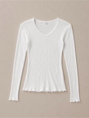 Zimmerli Switzerland 100% Cotton Base Layer Rib Knit Tee Stretch White XS